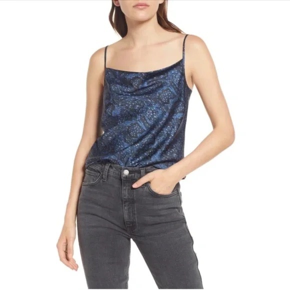ALL SAINTS Hadley Tamora Snakeskin Print Camisole Top Blue